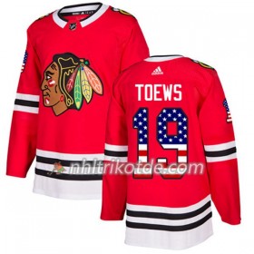 Chicago Blackhawks Trikot Jonathan Toews 19 Adidas 2017-2018 Rot USA Flag Fashion Authentic - Herren